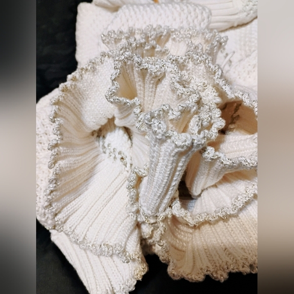 NWOT Ruby Rd. Womens Collared Knit Cardigan In Cream & Shimmery Gold Trim Sz. XL - Picture 5 of 5